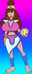 absurdres barefoot breasts brown_hair captain_n_the_game_master expressionless femsub huge_breasts long_hair princess_lana spiral_eyes symbol_in_eyes western zombifier rating:Questionable score:21 user:Zombifier