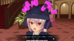 3d absurdres bondage breasts custom_maid_3d_2 dialogue helmet hypnotic_accessory kneeling large_breasts long_hair open_mouth red_eyes resisting suit swallow774 tech_control text tie translated white_hair rating:Questionable score:14 user:kegmeg