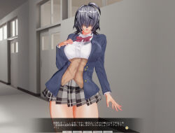 3d ahoge bangs body_control breasts dialogue femsub hair_covering_both_eyes kasarou large_breasts original remote_control school_uniform short_hair silver_hair skirt tech_control text thick_thighs rating:Safe score:20 user:ihaveacuteturtle
