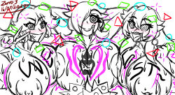 absurdres body_writing breasts crown drool femsub hair_covering_one_eye happy_trance heart heart_eyes huge_breasts jewelry monochrome nintendo princess princess_daisy princess_peach princess_rosalina ring_eyes sketch smile spiral_eyes super_mario_bros. symbol_in_eyes text zarvex3 rating:Explicit score:75 user:butterball