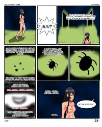 black_hair blue_eyes bottomless breasts cindy_(idpet) collar comic female_only femsub frog_girl happy_trance idpet lara_(idpet) long_hair nude original smile text topless rating:Questionable score:8 user:IDPet