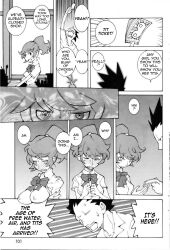 blush body_control comic confused dowman_sayman embarrassed exposed_chest femsub large_breasts magic maledom monochrome open_shirt school_uniform text undressing rating:Explicit score:28 user:ghost13