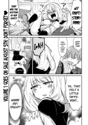 blonde_hair blush breasts cape comic dialogue embarrassed empty_eyes femsub greyscale humor large_breasts long_hair magical_sempai magician maledom open_mouth right_to_left school_uniform sempai_(magical_sempai) shoes short_hair skirt socks suit sweat text tie rating:Questionable score:18 user:RedCollarBlackCollar