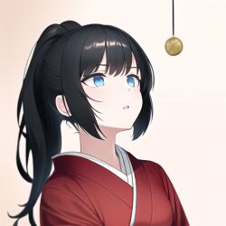 ai_art black_hair blue_eyes clothed female_only femsub kimono long_hair open_mouth original pendulum ponytail simple_background solo stable_diffusion_(ai) rating:Safe score:38 user:krump