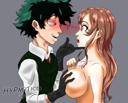  brown_hair empty_eyes green_hair groping hypnotic_eyes hypnotico izuku_midoriya large_breasts my_hero_academia red_eyes  rating:explicit score: user:hypnotico800