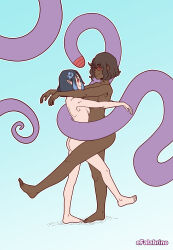 ass azalea_(azalea) black_hair blue_hair bottomless breast_press breasts brown_hair dark_skin efalabrino elf elf_ears femsub flower_in_hair happy_trance hypnotic_tentacle light_skin multicolored_hair multiple_subs non-binary non-binary_sub nude original red_eyes ring_eyes smile spiral_eyes spiralwash_eyes tentacles topless yuri zinnia_(azalea) zombie_walk rating:Questionable score:110 user:azaleabu