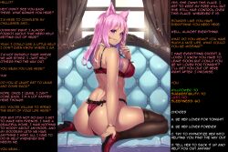 ass breasts caption caption_only cat_ears cat_girl collar heart heart_eyes houtengeki hwd171_(manipper) large_ass large_breasts legs lingerie manip open_clothes original panties pink_hair purple_eyes short_hair symbol_in_eyes text thighhighs tongue tongue_out underwear rating:Questionable score:125 user:hwd171