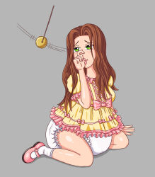 age_regression blush brown_hair coin diaper femsub happy_trance jamjarmonster long_hair original pendulum thumb_sucking rating:safe score: user:sleepyhead97