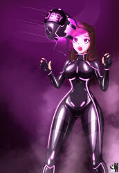  bodysuit brown_hair femsub latex mask rosvo spiral tagme tech_control tentacles visor  rating:explicit score: user:empressahsoka