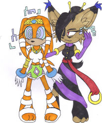 black_hair breasts c8lin_the_hedgie cat_girl expressionless female_only femdom femsub furry gladiator_sandals hypnotic_eyes kaa_eyes long_hair lynx_girl nicole_the_lynx sonic_the_hedgehog_(series) tech_control tikal traditional rating:questionable score: user:hypno