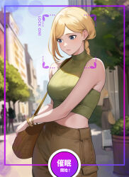 aware blonde_hair blue_eyes clothed female_only hypnotic_accessory hypnotic_app phone pikumario rating:Safe score:15 user:Bootyhunter69