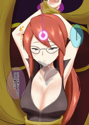 bondage breasts chin_hold cleavage dialogue female_only femsub glasses large_breasts lorelei na_shacho nintendo pendulum pokemon pokemon_(creature) pokemon_firered_and_leafgreen red_hair solo text translated rating:Questionable score:59 user:MicroUI