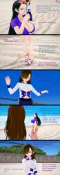 3d absurdres ahoge angry beach black_hair breasts brown_hair cleavage crossed_arms cyanstargazer dialogue english_text evil_smile eyebrows_visible_through_hair female_only femdom femsub huge_breasts jacket koikatsu! large_breasts long_hair looking_back nico_robin nipples one_piece purple_eyes sandals sequence shorts skirt smile spiral_eyes sunglasses text yuri rating:Explicit score:19 user:BugmenotEncore