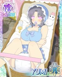 age_regression blush breasts diaper female_only femsub heart heart_eyes icontrol_(manipper) large_breasts manip pacifier senran_kagura solo symbol_in_eyes yaegashi_nan yumi_(senran_kagura) rating:questionable score: user:icontrol