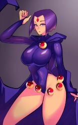 breasts dc_comics large_breasts purple_hair raven short_hair super_hero teen_titans zxc rating:questionable score: user:thegoodshank