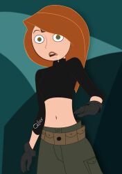  drool femsub gloves kim_possible kim_possible_(series) microchip navel open_mouth orange_hair qiller tech_control  rating:safe score: user:qiller