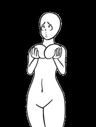 animated animated_gif black--wave breasts commission_sheet female_only femsub greyscale holding_breasts lineart solo rating:Questionable score:12 user:Black--Wave