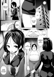 black_hair bottomless bouncing_breasts breasts comic dialogue empty_eyes expressionless greyscale hair_pulling large_breasts long_hair missionary monochrome nude penis sakamata_nerimono short_hair sisters spanish tagme text topless twintails ugly_bastard rating:Explicit score:3 user:L12@