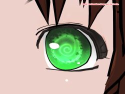 3d 3d_custom_girl brown_hair green_eyes henshin-san short_hair spiral_eyes symbol_in_eyes text rating:Questionable score:6 user:RayX