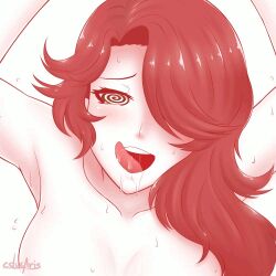 ahegao animated animated_eyes_only animated_gif arms_above_head blush breasts cinder_fall cslucaris drool female_only femsub hair_covering_one_eye happy_trance large_breasts manip open_mouth rwby simple_background sleepyowl_(manipper) solo spiral_eyes sweat symbol_in_eyes tears tongue tongue_out topless white_background rating:Questionable score:54 user:SleepyOwl