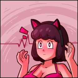 animal_ears black_hair blush brushie_art caption cat_ears cat_girl comic consensual dialogue drool femsub happy_trance kneeling maledom original penny_(brushie_art) text trigger wholesome rating:Questionable score:92 user:Brushie_Art