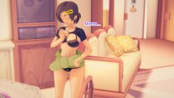 altered_common_sense bra breast_grab breasts brown_hair closed_eyes dialogue english_text female_only femsub grace_(pokemon) hair_clips milf mustardsauce panties pokemon pokemon_(anime) solo text underwear undressing rating:Explicit score:0 user:Bootyhunter69