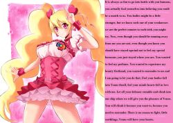 blonde_hair breasts caption cure_peach femdom fresh_precure! hypsubject_(manipper) large_breasts long_hair looking_at_viewer love_momozono male_pov manip pov pov_sub precure text twintails rating:Questionable score:43 user:HypnoShy
