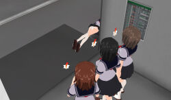 3d 3d_custom_girl black_hair brown_hair lying multiple_girls original panties school_uniform underwear rating:Questionable score:6 user:Sleepyhead97