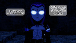 3d black_hair clothed covered_with_cum cum cum_on_body cum_on_face dc_comics dialogue dogdog empty_eyes english_text expressionless female_only femsub goth maid purple_hair raven solo text white_eyes whitewash_eyes rating:Explicit score:1 user:Bootyhunter69