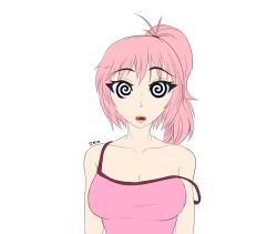 bare_shoulders breasts cleavage clothed collarbone crystal_(zko) female_only femsub large_breasts long_hair open_mouth original pink_hair ponytail solo spiral_eyes symbol_in_eyes tongue zko rating:Safe score:75 user:Jabberwocky