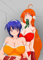 blue_hair breasts drool empty_eyes femsub hypnotic_tentacle large_breasts long_hair parasite red_hair short_hair tentacle_in_mouth tentacles thighhighs topless underwear rating:Questionable score:23 user:hypno