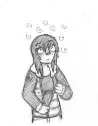 blush brown_hair empty_eyes female_only femsub greyscale hypel original sketch solo spiral traditional undressing vest rating:Safe score:7 user:HypelHub