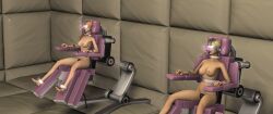 bottomless breasts chair clemence_(ffxiv) final_fantasy final_fantasy_xiv minfilia nude tech_control topless visor rating:Explicit score:6 user:sunseeker208