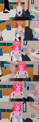 3d blue_eyes cell_phone comic custom_maid_3d_2 empty_eyes lolislove office office_lady pink_hair text rating:Safe score:16 user:tuyubxdxd