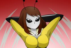 absurdres bee_girl brown_hair bug_girl disguised_hypnotist femsub my_hero_academia ochaco_uraraka transformation rating:safe score: user:disguisedhypnotist