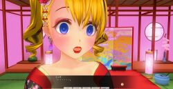 3d blonde_hair blue_eyes blush breasts curly_hair dialogue female_only japanese_clothing kamen_writer_mc kimono large_breasts lipstick mc_trap_town open_mouth red_lipstick screenshot solo text translated trigger rating:Questionable score:4 user:Amazingbrahjr