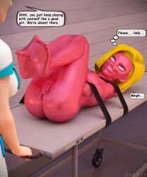 3d android_18 blonde_hair blue_eyes body_control bodysuit bottomless breasts comic dragon_ball dragon_ball_z erect_nipples female_only femsub forced_orgasm gopher happysack hypnotic_slime latex living_costume masturbation nude nurse orgasm pussy resisting short_hair slime smile text topless rating:Explicit score:28 user:Gopher