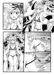 breasts caster_(fate/extra) comic disney fate/extra fate/grand_order fate_(series) fox_ears fox_girl fox_tail hat jungle kaa long_hair monochrome nilanandita smile snake swimsuit tail tamamo_no_mae the_jungle_book umbrella undressing rating:Safe score:16 user:RCTDELTA20