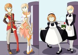 before_and_after blonde_hair blue_eyes brown_hair empty_eyes estellise_sidos_heurassein femsub happy_trance maid maid_headdress pink_hair rita_mordio tales_of_(series) tales_of_vesperia the_us_doctor rating:Safe score:38 user:Nightington