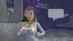 angry aware blush breasts bunny_ears carrot dc_comics dialogue dogdog english_text goth grey_skin harem_outfit nipples nude purple_eyes purple_hair raven text veil rating:Explicit score:1 user:Bootyhunter69