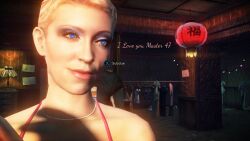 3d bare_shoulders blonde_hair collarbone dreeplyn_(manipper) heart heart_eyes hitman_absolution irene_enos manip screenshot smile symbol_in_eyes text rating:safe score: user:dreeplyn