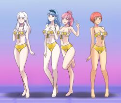 barefoot blue_hair blush cleavage dancing empty_eyes female_only femsub fire_emblem fire_emblem_three_houses hand_on_hip happy_trance harem_outfit heart_eyes hilda_valentine_goneril large_breasts leonie_pinelli looking_at_viewer lysithea_von_ordelia marianne_von_edmund micro_bikini multiple_girls multiple_subs navel nintendo orange_hair pink_hair shinzu short_hair smile symbol_in_eyes white_hair yellow_eyes rating:Questionable score:28 user:AetherMage