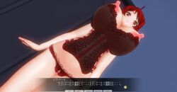 3d breasts custom_maid_3d_2 dialogue kamen_writer_mc large_breasts long_hair mc_trap_town red_hair rina_(mc_trap_town) text translated rating:Explicit score:2 user:7777777