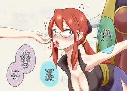 blush bondage breasts brown_eyes cleavage dialogue drool female_only femsub glasses hard_translated large_breasts lorelei na_shacho nintendo pokemon pokemon_(creature) pokemon_firered_and_leafgreen red_hair sweat text translated rating:Questionable score:27 user:Zyfire