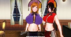 3d black_hair blue_eyes breasts cleavage comic costume custom_maid_3d_2 dialogue femsub halloween izumi_(made_to_order) kamen_writer_mc large_breasts makeup midriff orange_eyes orange_hair pink_lipstick purple_lipstick rika_(made_to_order) ring_eyes standing standing_at_attention tech_control text translated zombie_walk rating:Questionable score:1 user:Argonis
