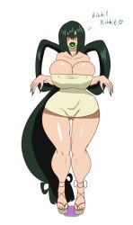 bimboannon bimbofication blush breasts choker dialogue erect_nipples female_only femsub gladiator_sandals green_hair green_lipstick happy_trance high_heels huge_lips large_breasts lipstick long_nails makeup my_hero_academia smile solo text tsuyu_asui very_long_hair rating:Questionable score:19 user:butterball
