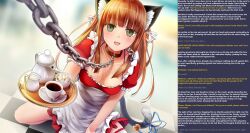 brown_hair caption cat_ears cat_girl cat_tail chains cleavage collar femsub hair_ribbon hunie_pop kneeling leash maid manip momo_(hunie_pop) ribbon spiral_eyes symbol_in_eyes tail text tray triforce777_(manipper) yellow_eyes rating:Questionable score:143 user:triforce777
