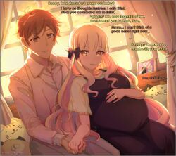  blonde_hair elf elf_ears empty_eyes femdom happy_trance hinzel_(manipper) humor husband_and_wife liy long_hair love malesub manip pregnant princess_connect! princess_connect!_re_dive sasaki_saren smile text wholesome  rating:safe score: user:hinzel