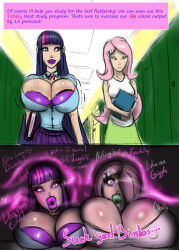 absurdres before_and_after bimbofication bradtanker3 brain_drain breasts corruption drool equestria_girls femsub fluttershy green_lipstick huge_breasts huge_lips large_breasts large_lips long_hair my_little_pony pink_hair purple_hair purple_lipstick spiral_eyes straight-cut_bangs symbol_in_eyes text twilight_sparkle rating:Questionable score:120 user:SexyHex