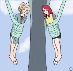  barefoot blonde_hair bondage expressionless hypnotic37 kushina_uzumaki naruto_(series) red_hair rinnegan tsunade  rating:explicit score: user:hypnotic37